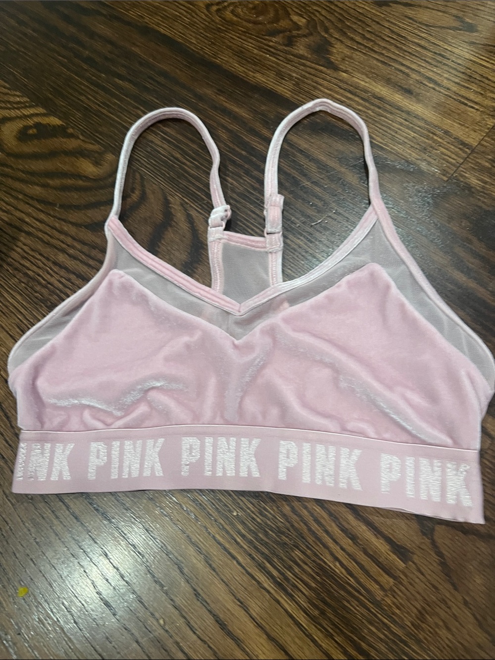PINK Victoria's Secret Pale Pink Velvet Logo Bralette